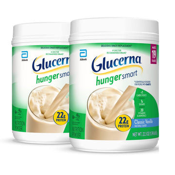 Glucerna Hunger Smart Powder, Diabetic Nutrition, Blood Sugar Management, 22G Protein, 120 Calories, Classic Vanilla, 22.3-Oz Tu