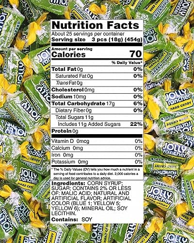 Green Apple Jolly Ranchers Hard Candy Bulk - Individually Wrapped All Green Jolly Ranchers Only - By Queen City Candy Cave (1 Po