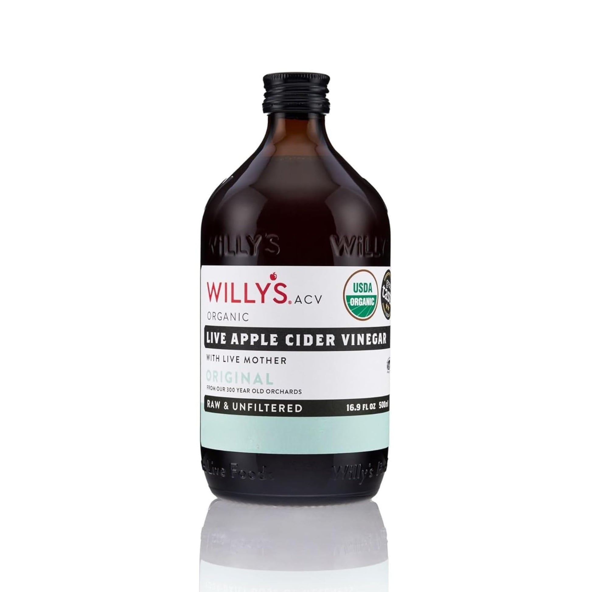 Willys Organic Acv Apple Cider Vinegar With Mother - Probiotocs For Detox And Gut Health. 16.9Oz Glass Bottle