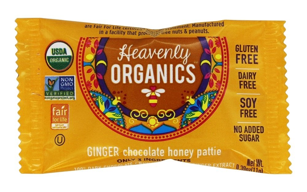 Heavenly Organics Honey Patty Chocolate Ginger Organic Bag 4.66 Oz