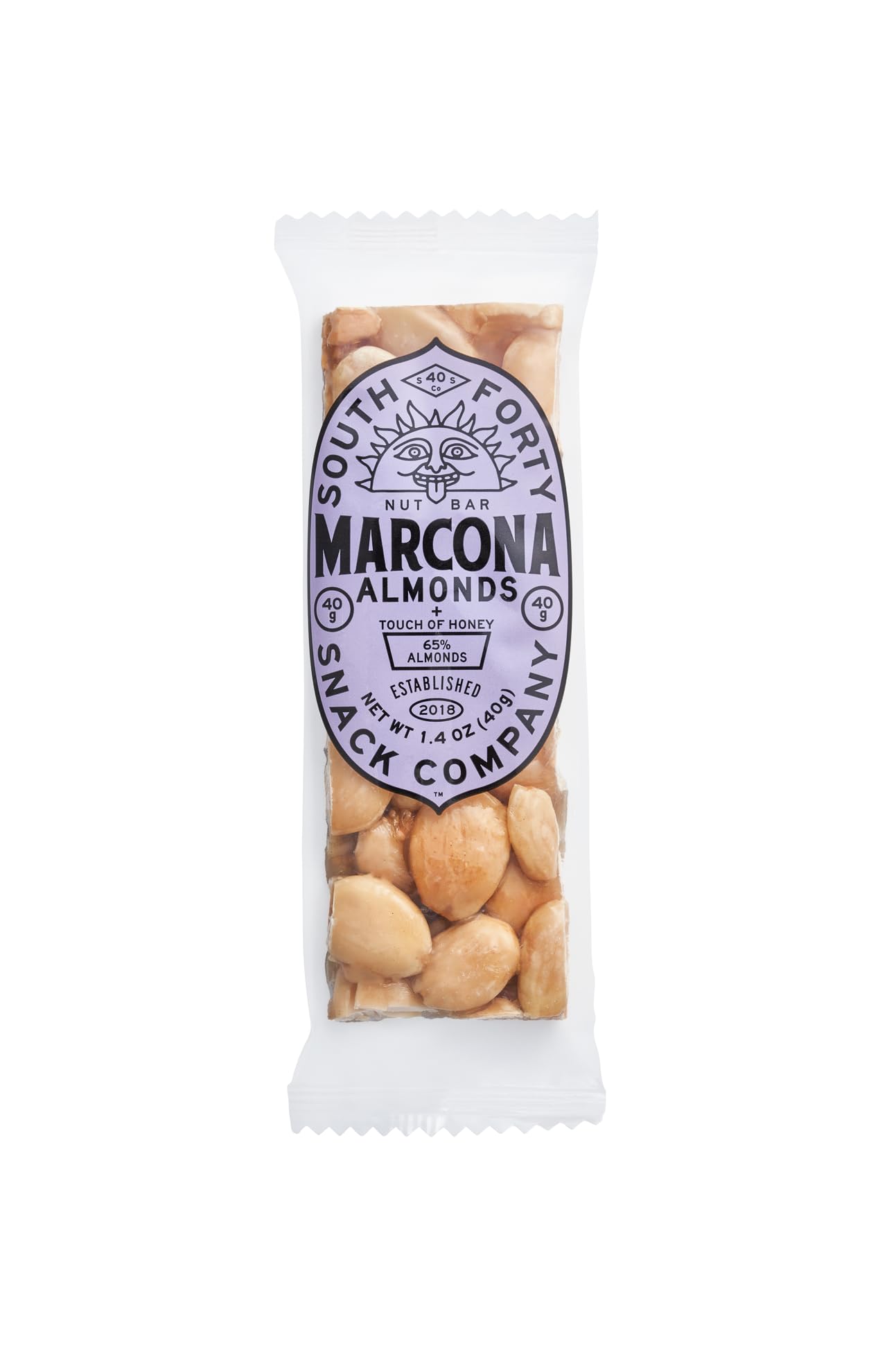 South 40 Snacks Marcona Almond Bar, Extra Crunchy Nut Snack Bar, Simple Ingredients, Honey And Sugar, Delicious Healthy Whole Ma