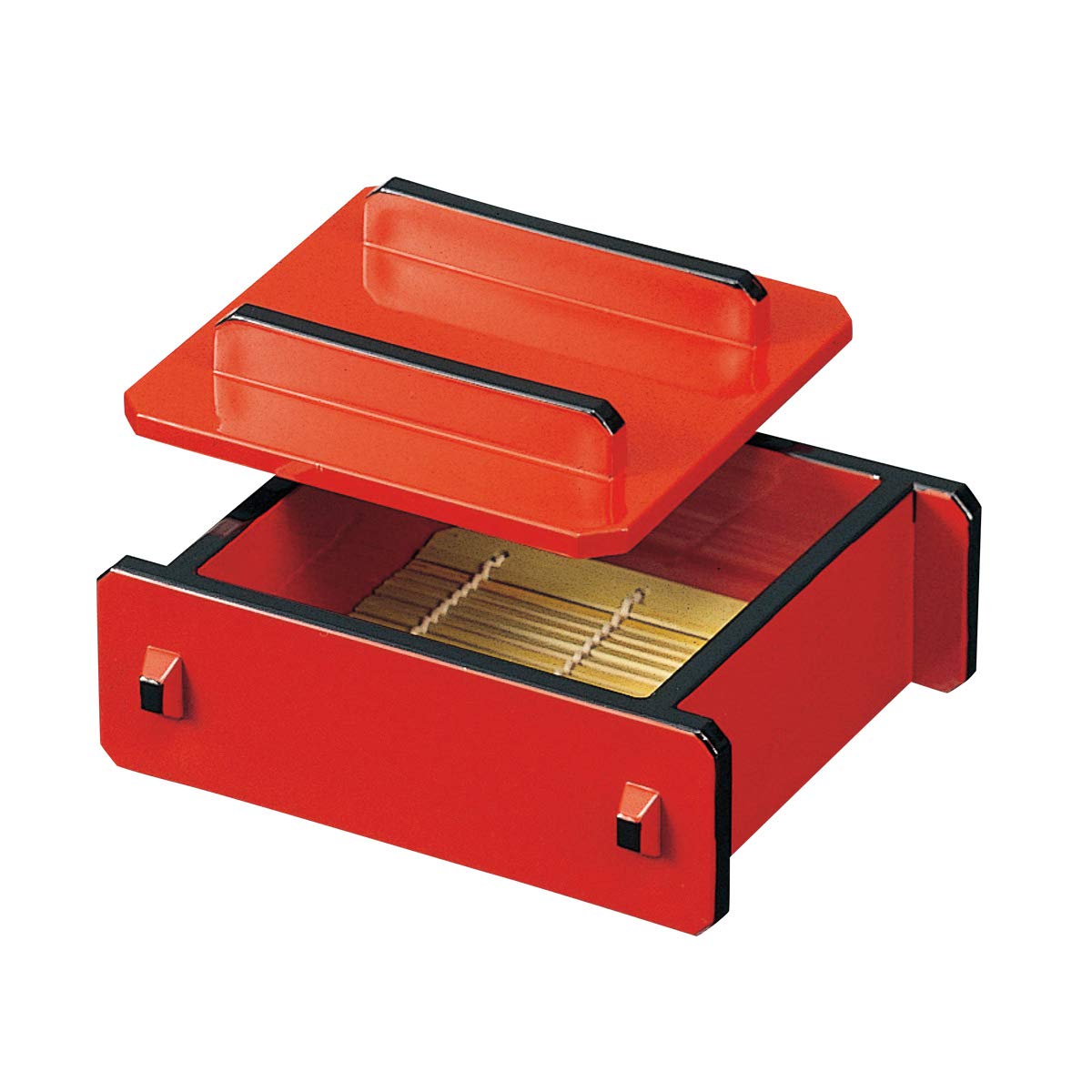 Fukui Craft 5-658-18+19+20 Buckwheat Plate, Red, 5.3 x 4.7 x 2.0 inches (13.4 x 12 x 5 cm), Soba with Lid, Mini, Ceilo, Small Re