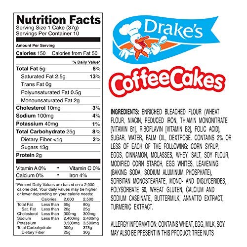 Drake'S Coffee Cakes, 40 Individually Wrapped Breakfast Pastries, Tan 133, Cinnamon, 52.12 Oz (Pack Of 4)