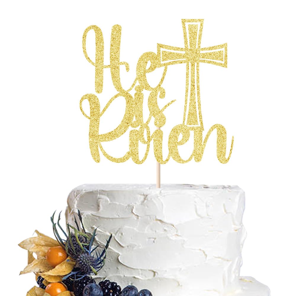 He Is Risen Cake Topper First Holy Communion Baptism Cake/God Bless Cake Decorations/Happy Easter Theme Party Cake Decorations Supplies(He Is Risen)