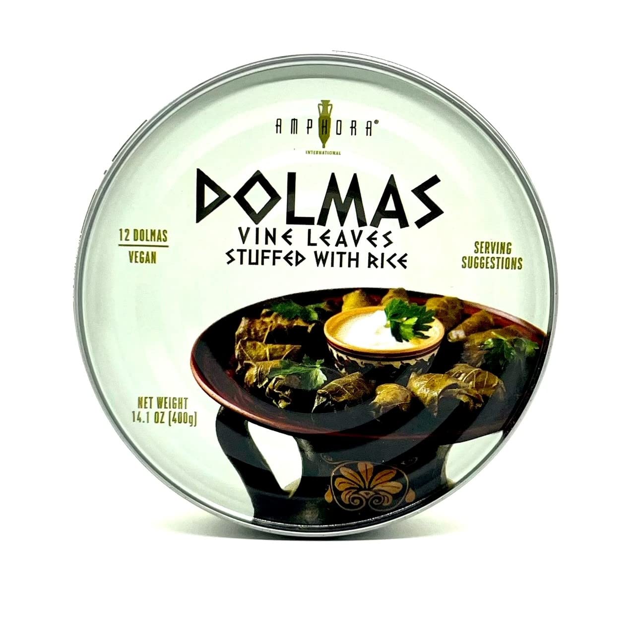 Amphora Stuffed Grape Leaves (Dolmas) 14 Ounce (Pack Of 6) - Mediterranean Herbs - Super Tasty Ready To Eat Vegan Rolls - Traditional Turkish Recipe