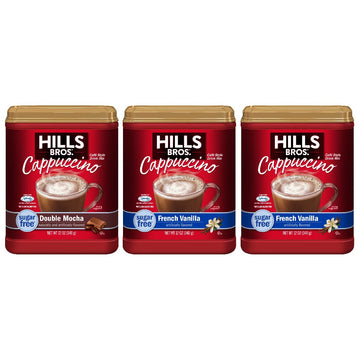 Hills Bros. Instant Cappuccino Mix, Sugar Free French Vanilla & Double Mocha Variety Pack (12 Oz, Pack Of 3) – Convenient & Versatile, Instant Hot Or Iced Coffee, Frothy & Rich Flavor - Just Add Water