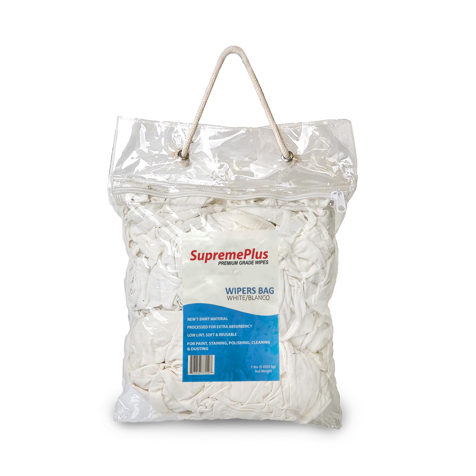 Supremeplus Premium White Knit Cotton T-Shirt Cloth Wiping Rags (1 Pound Bag)