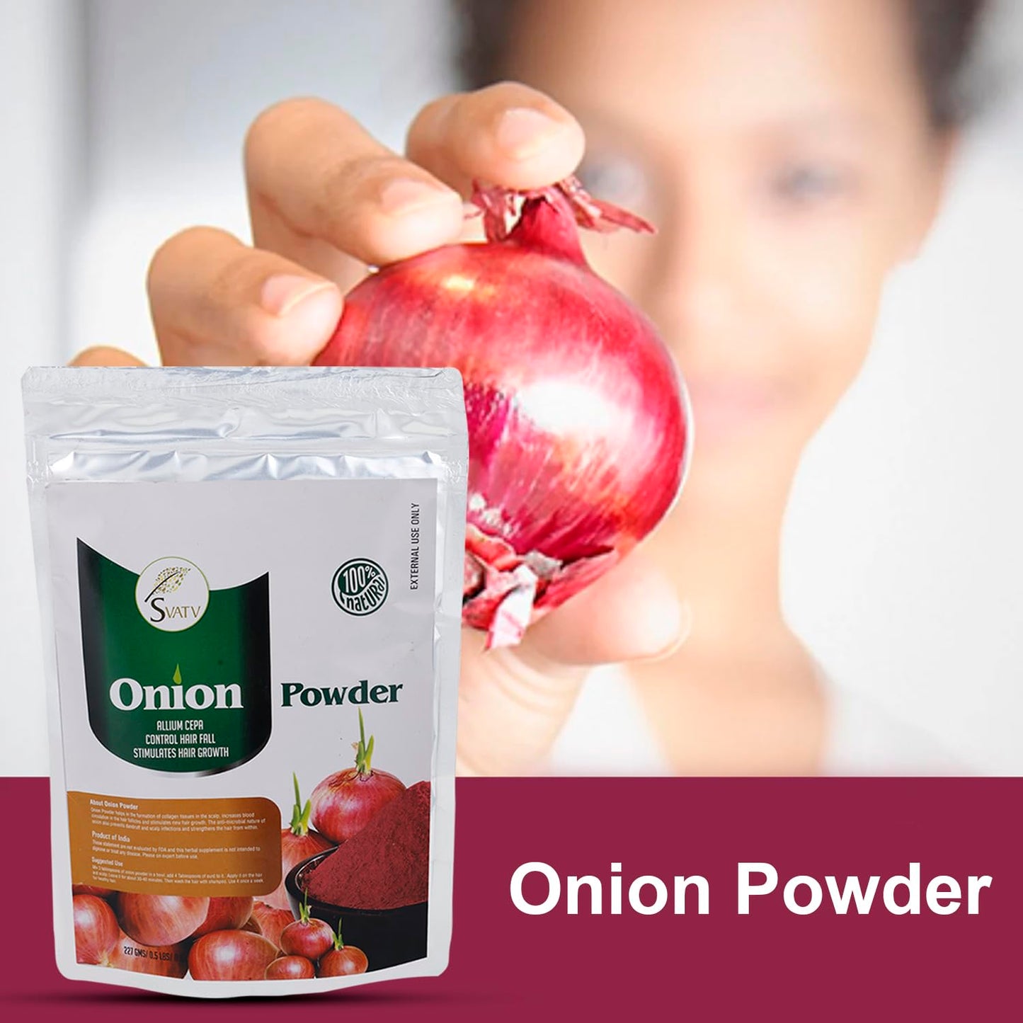 SVATV Onion Powder | Allium Cepa | Soothes Hair Scalp | Stimulates New Hair Growth | Size - 227g, Half Pound, 8oz