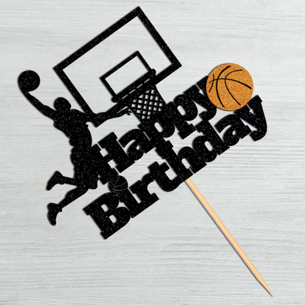 Basketball Happy Birthday Cake Topper-Basketball Themed Birthday Party Cake Decoration (Birthday)