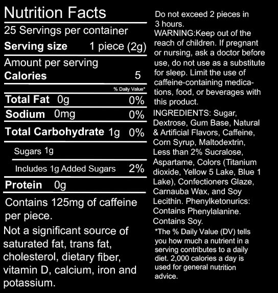 Maax Caffeine Energy Gum | Spearmint Flavor | 125mg Caffeine per Piece | 25 Count