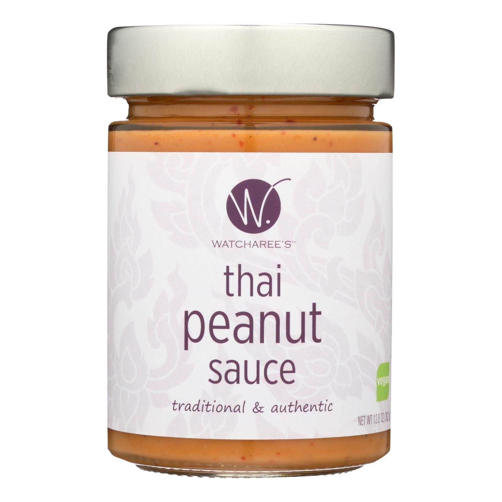 Watcharees Sauce Thai Peanut Pack Of 6 Size 12.8 Oz - No Artificial Ingredients Dairy Free Vegan Yeast Free
