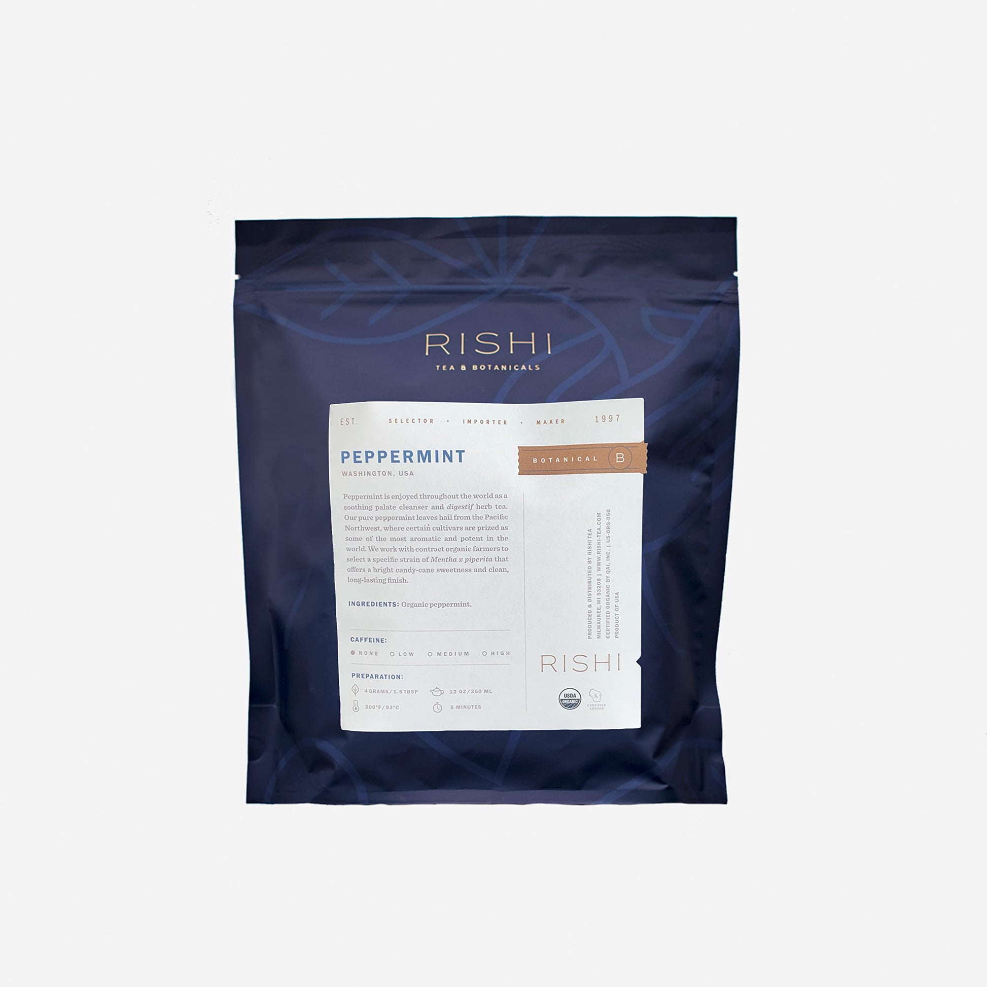 Rishi Tea Peppermint Herbal Tea - Organic, Caffeine-Free, 8.81 Ounces, Loose Leaf, 60+ Servings
