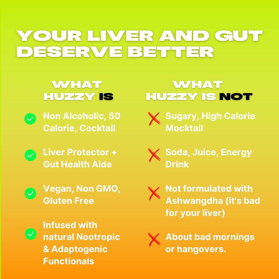 Huzzy Smart Sips Non-  ic Functional Cocktails - Low Calorie, Low Carb, 4 Pack
