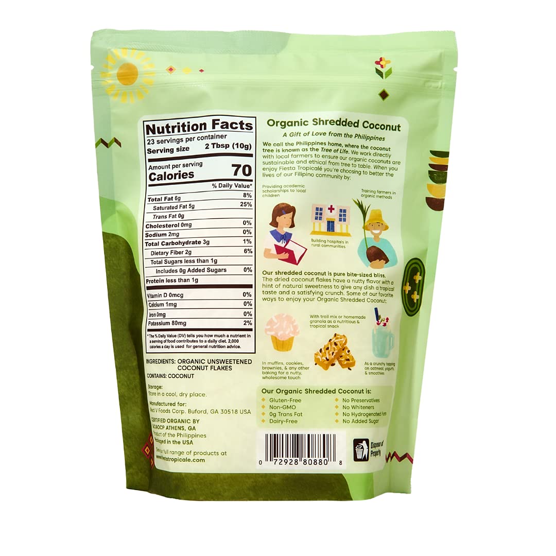 Unsweetened Coconut Flakes, 8 Oz (Pack of 3) - Raw Organic Dried Coconut Flakes, Gluten Free, Shredded Coconut Perfect for Vegan