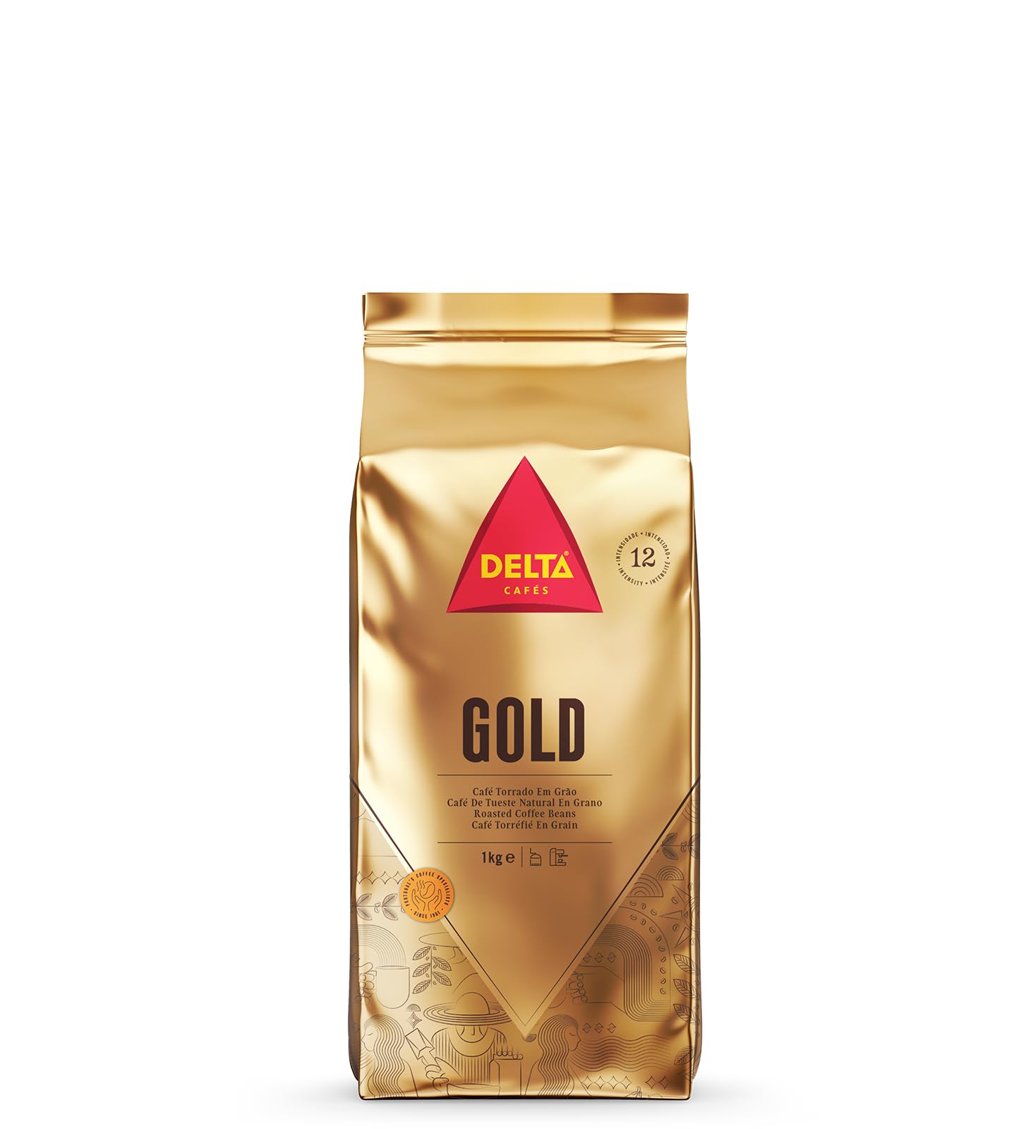 Delta Caf  S Gold Whole Bean Coffee, Naturally Roasted Espresso Beans, 1 Bag, 2.2Lb