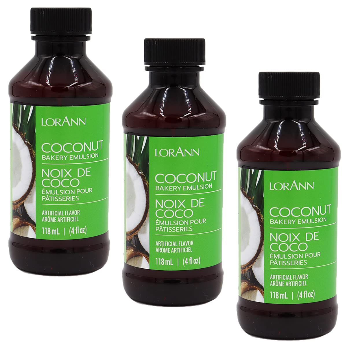 LorAnn Coconut Bakery Emulsion - 4 Fl Oz (Pack of 3) - Plastic - Model 0744