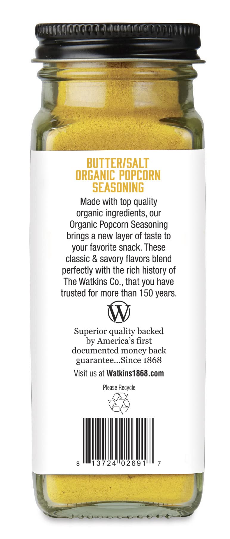 Watkins Gourmet Organic Butter and Salt Popcorn Seasoning, 5.3 oz