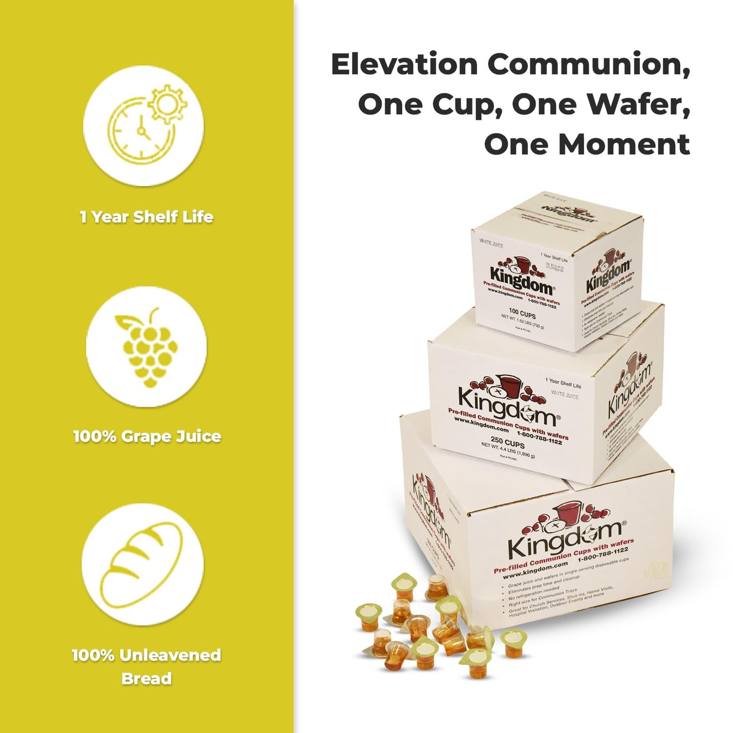 Kingdom Prefilled Communion Cup With Wafers(500Ct-White Juice) Sealed In A Single-Serving Container With 1-Year Shelf Life, Perf