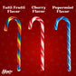 Christmas Candy Canes Tutti Frutti, Blue/White Peppermint, Red And White Cherry Mix Flavors - Bulk Candy Canes Individually Wrap