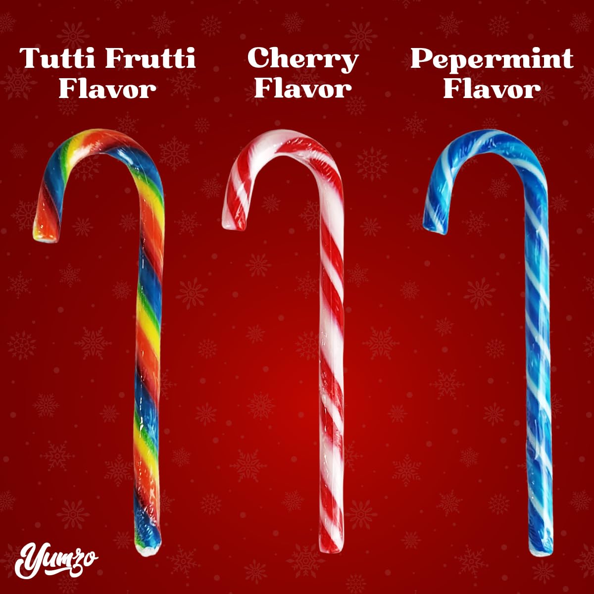 Christmas Candy Canes Tutti Frutti, Blue/White Peppermint, Red And White Cherry Mix Flavors - Bulk Candy Canes Individually Wrap