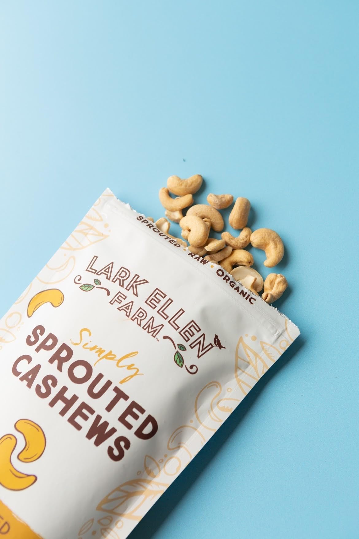 Lark Ellen Farm Whole Cashews, Salted Raw Sprouted Nuts, Certified USDA Organic, Gluten-Free, Vegan Snacks (10 oz, 6 pack)
