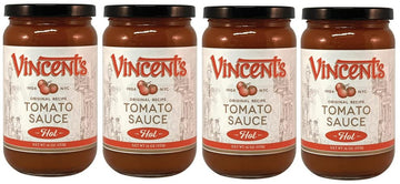 The Original Vincent'S Sauce Hot Flavor 16Oz 4 Pack From The Heart Of Little Italy (Hot)