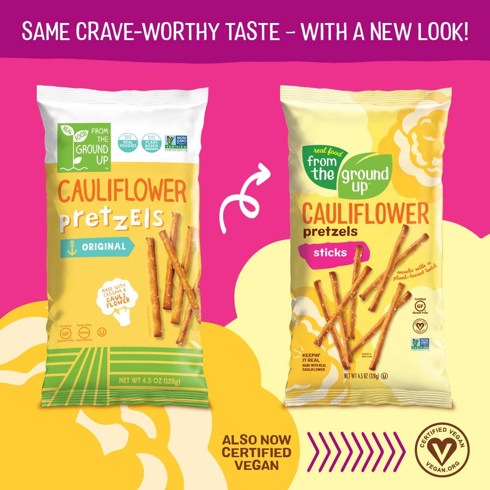 REAL FOOD FROM THE GROUND UP Cauliflower Pretzel Sticks - 12 Pack, 4.5 Ounce, Pretzel Color
