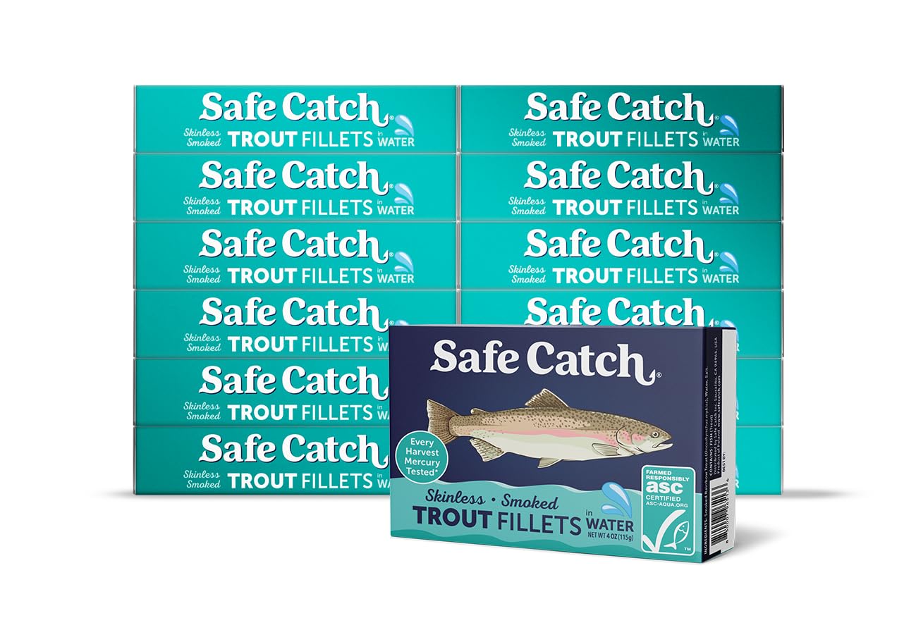 Safe Catch Smoked Rainbow Trout Fillets, Skinless & Boneless, Mercury Tested, 4 oz (Pack of 12)