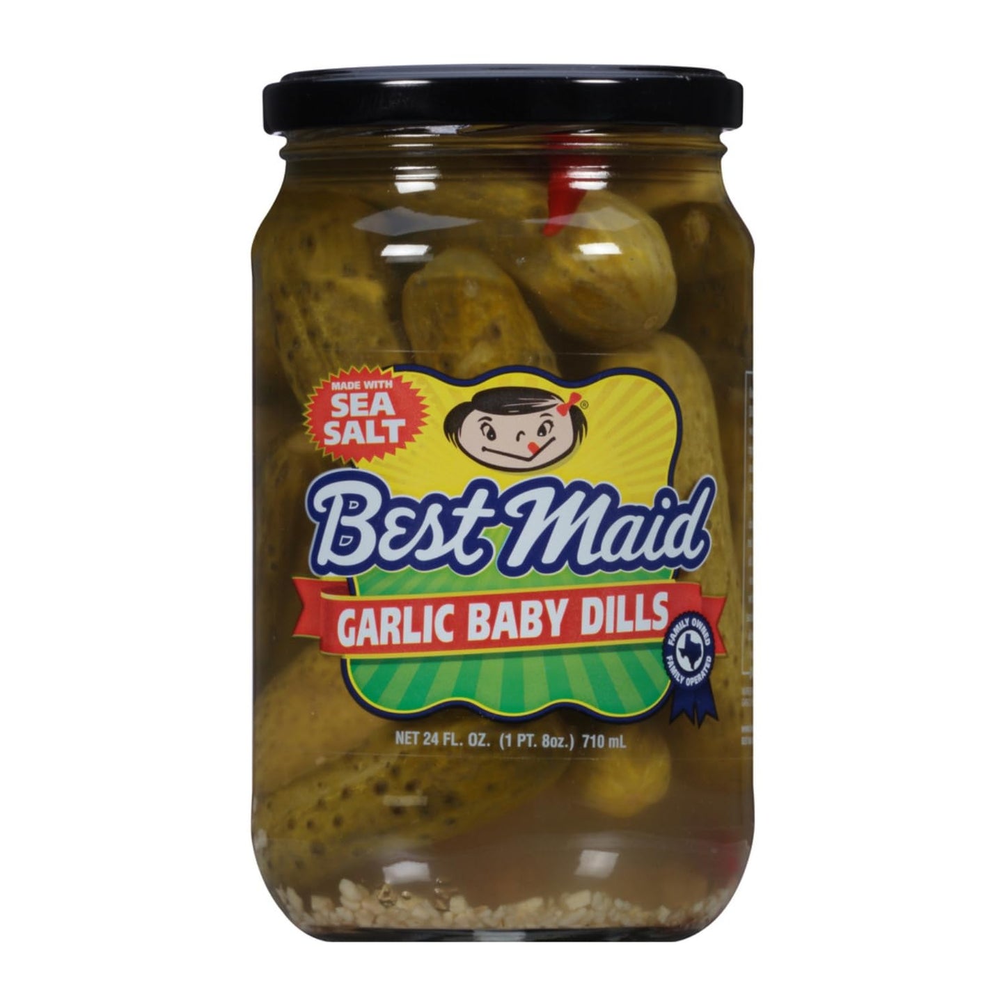 Best Maid Products 24 Ounce Glass Jars - Dill & Garlic Baby Pickles, 2 Pack