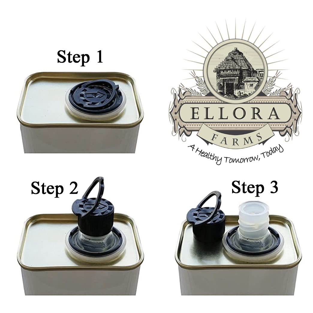 Ellora Farms Usda Organic Greek Extra Virgin Olive Oil, Traceable Olive Oil, First Cold Press, Single Origin, Kosher, 17 Oz. Tin