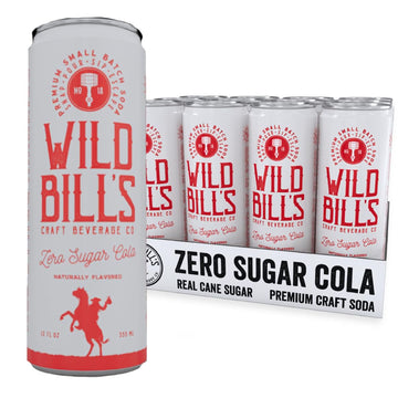 Wild Bills Diet Cola Soda - Caffeine Free, Gluten Free, Vegan, Low Sodium, 12 Fl Oz (Pack of 12)