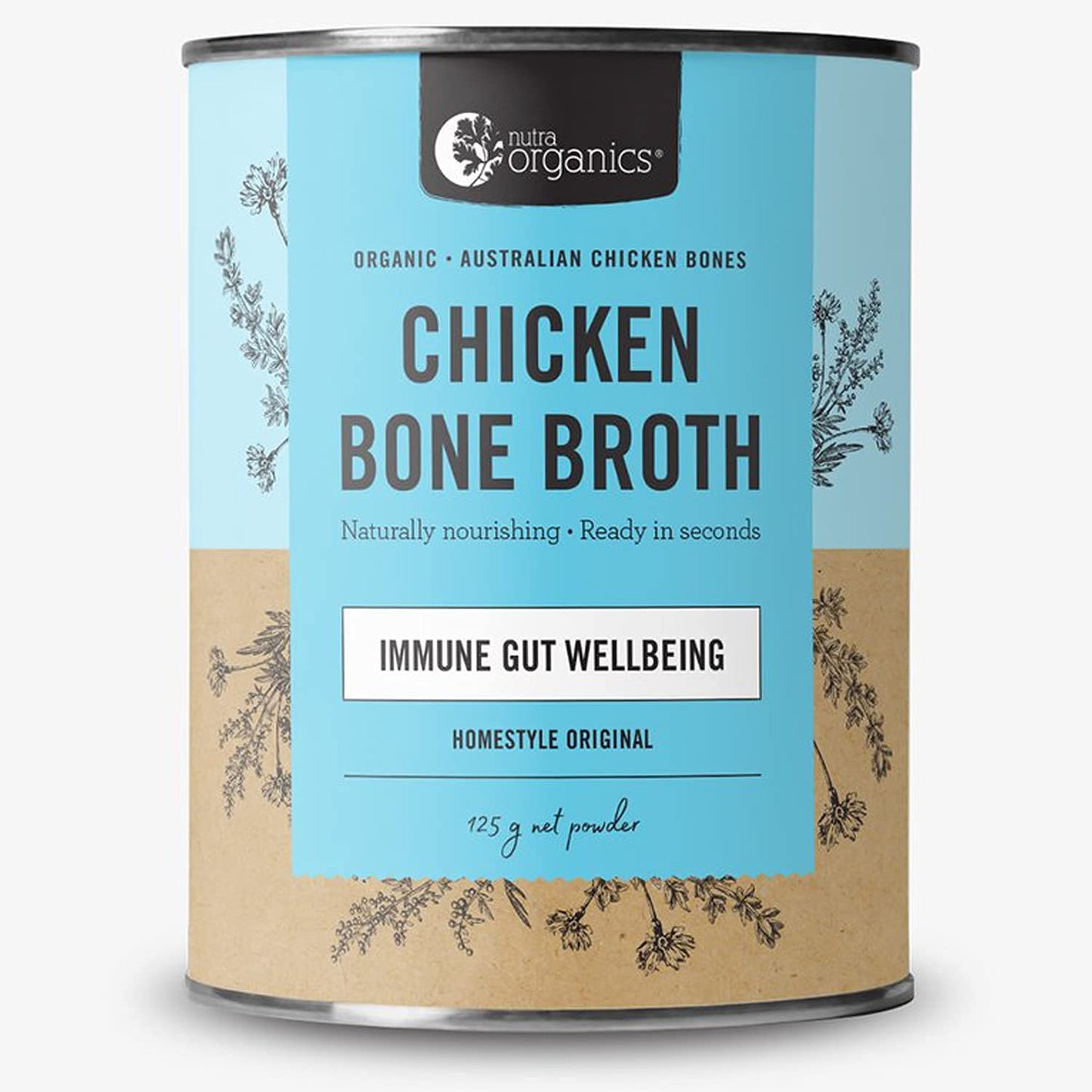 Nutra Organics Chicken Bone Broth Soup - Homestyle Original Flavor Chicken Stock Concentrate For Immune Wellbeing, Gut Health an