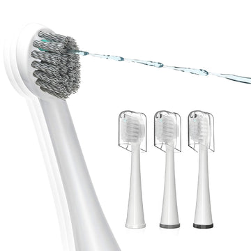Replacement Brush Heads For ???????????????? ??????????-???????????? Flossing Toothbrush With Cover, Compact, 3 Count White, Har