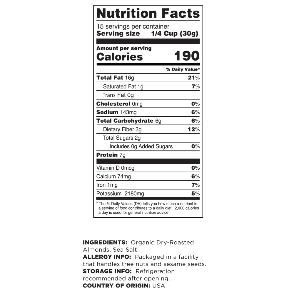 Terrasoul Superfoods Organic Dry-Roasted & Lightly Salted Almonds, 16Oz Resealable Pouch - Perfect For Snacking, Baking, And On-