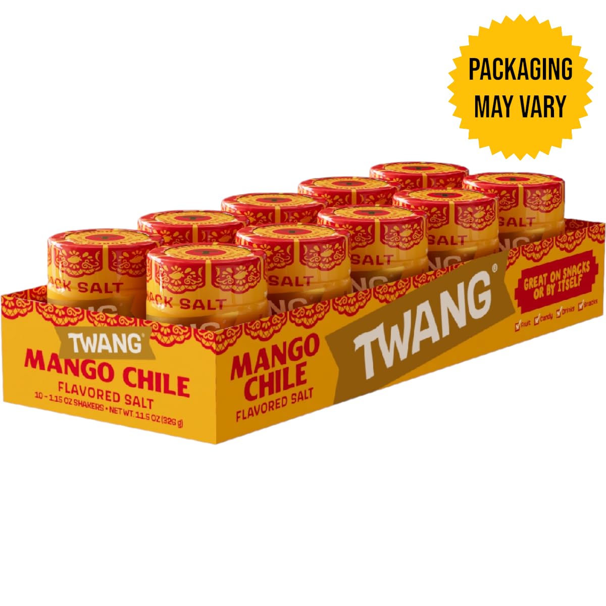 Twang Mango Chile Seasoning Salt, 1.15-Ounce Shaker, Pack of 10, Orange