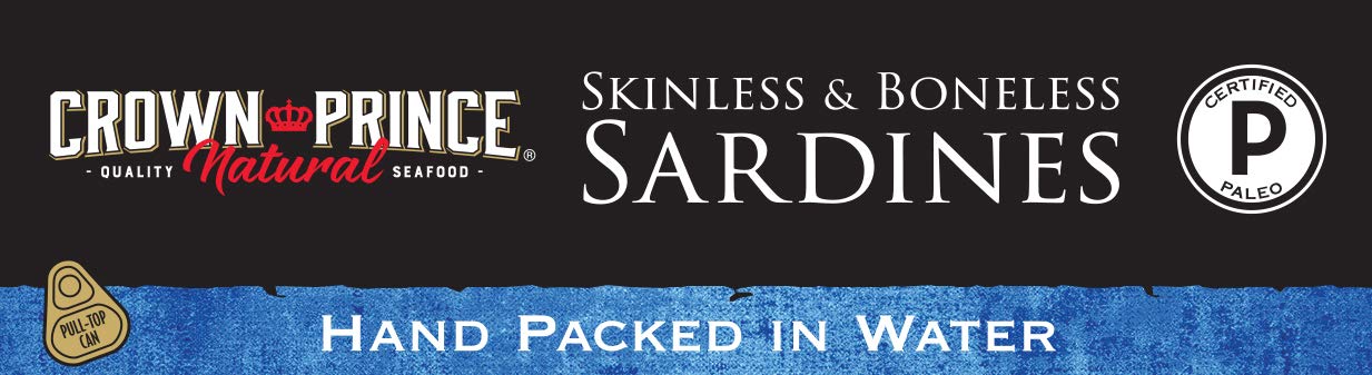 Crown Prince Natural Skinless & Boneless Sardines In Water, 4.37-Ounce Cans (Pack Of 12)