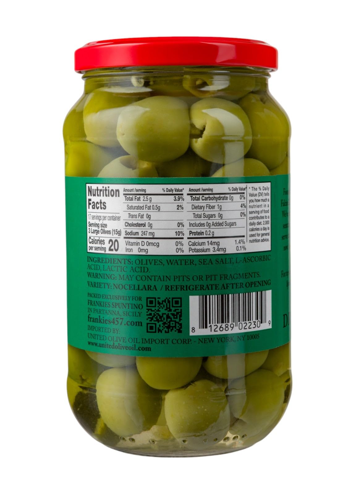 Frankies 457 Pitted Castelvetrano Olives - Authentic Sicilian - Product Of Italy - enhanced Handpicked Imported Italian Olives - Great For Every Occasion - 9 oz Jar