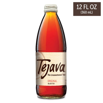 Tejava Original Unsweetened Black Iced Tea, 4 Pack, 12Oz Glass Bottles, Non-Gmo, Kosher, No Sugar Or Sweeteners, No Calories, No