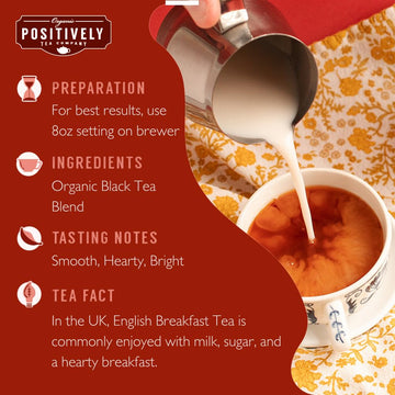 Organic Positively Tea Company, English Breakfast Black Tea, K-Cup Compatible, 96 Pods