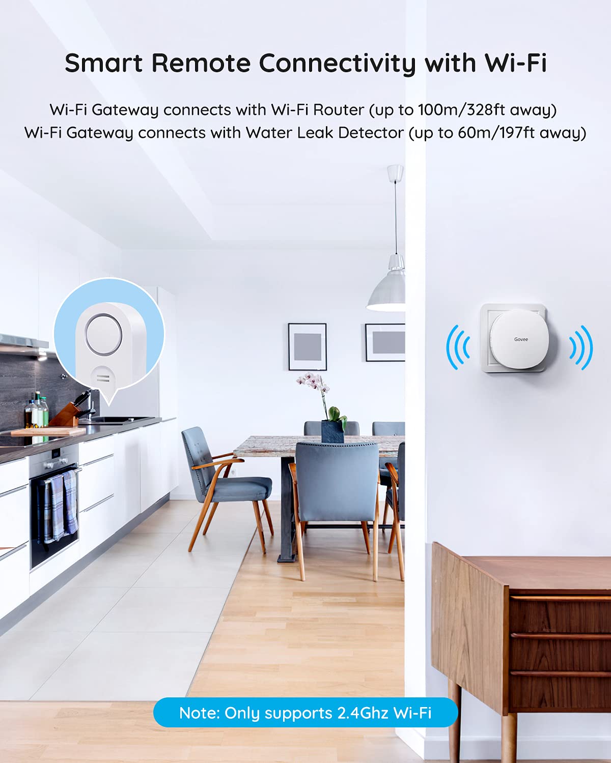 Govee Wifi Water Sensor 2 Pack, 100Db Adjustable Alarm And App Notifications, Leak And Drip Alerts By Email, Detector For Home,