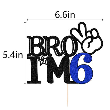 Bro I'M 6 Cake Topper- 6Th Birthday Cake Picks, Officially Teenager Cake Topper, Boy 6Th Birthday Cake Decorations - 6 Years Old