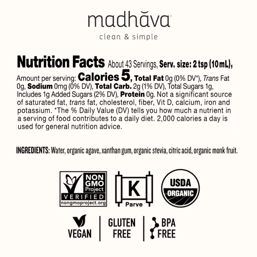 Madhava Honey Agave Five Org