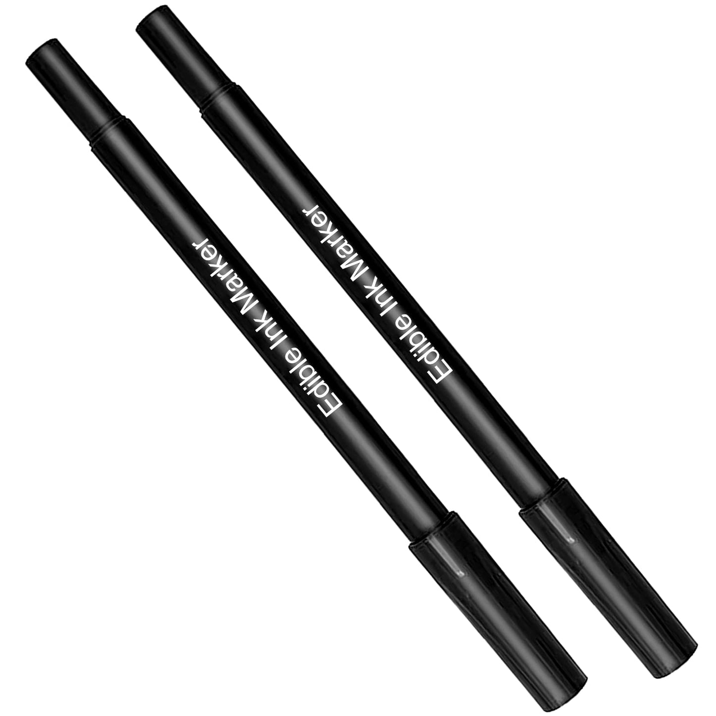 Edible Markers for Cookie Decorating, 2pcs Black Double Sided Extra Fine Tip Edible Pens, Food Grade Food Coloring Marker Pens f