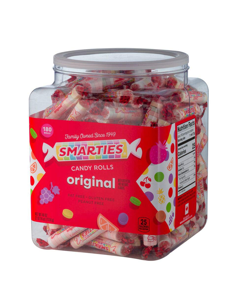 Smarties Candy Rolls, 46 Ounce, 180 Count, Orange, Pack of 1