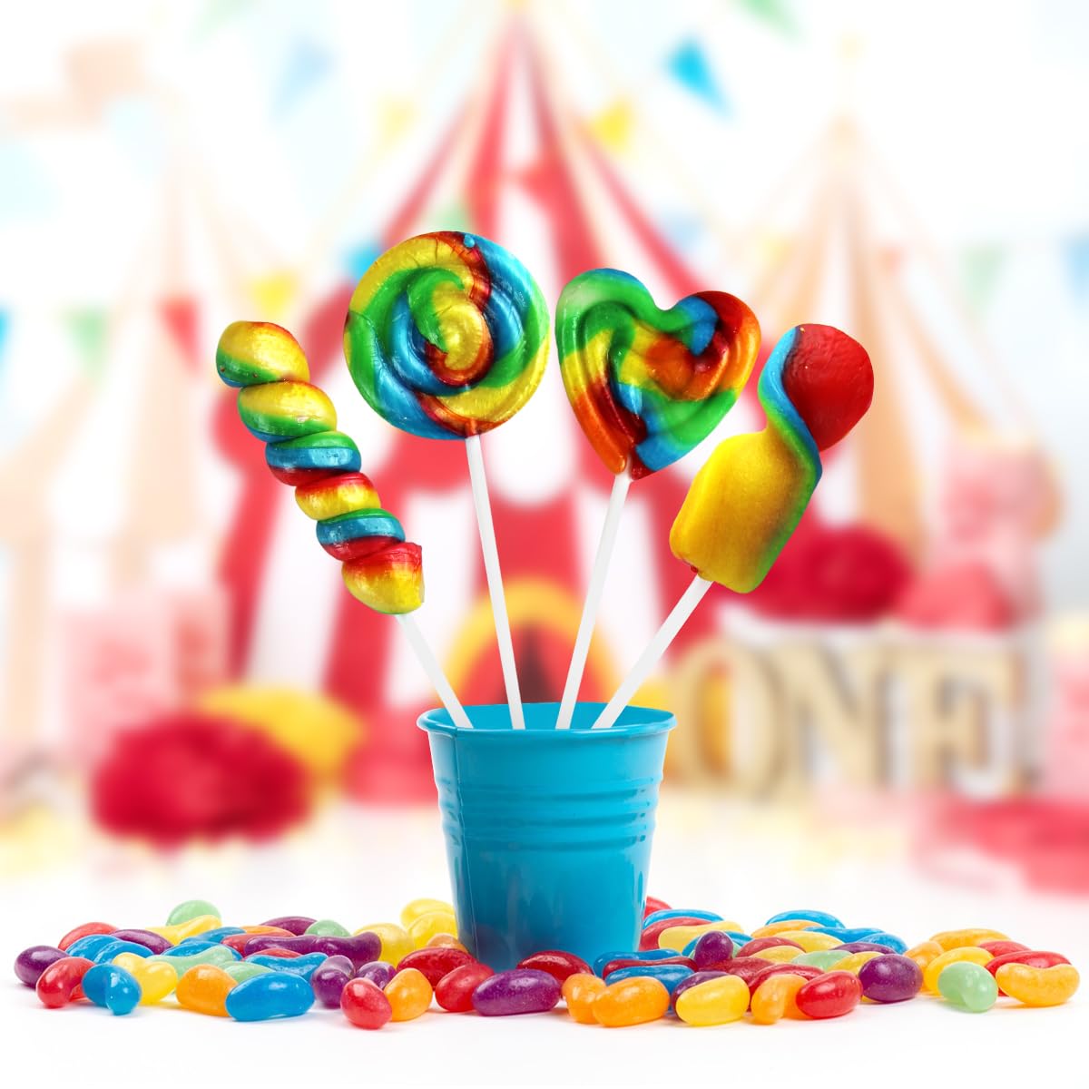 Carnival Lollipops Rainbow Twist, Swirls, And Round Unicorn Party Favors - Individually Wrapped Rainbow Candy Suckers & Lollipop