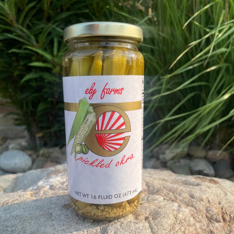 Ely Farms | Pickled Okra | Family Recipe | Zesty Dill And Garlic Flavor | Hint Of Chili Pepper | Delicious Appetizer Or Bloody M