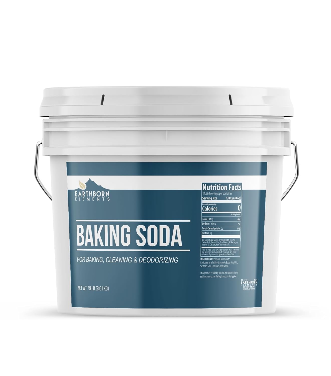 Earthborn Elements Baking Soda - Sodium Bicarbonate for Cooking, Cleaning & Deodorizing - 2 Gallon