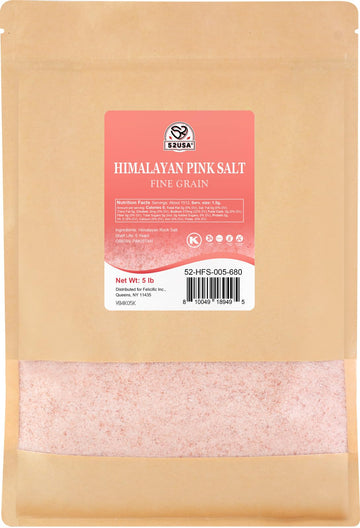 52USA Himalayan Pink Salt  Fine Grain  80 oz (5 Pound)  Pink Himalayan Sea Salt Fine  Kosher Salt  Rock Salt