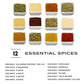 Organic Spice and Seasoning Basic Starter Set includes 12 Organic Spices: Cayenne | Cinnamon | Cumin | Garlic | Ginger | Italian