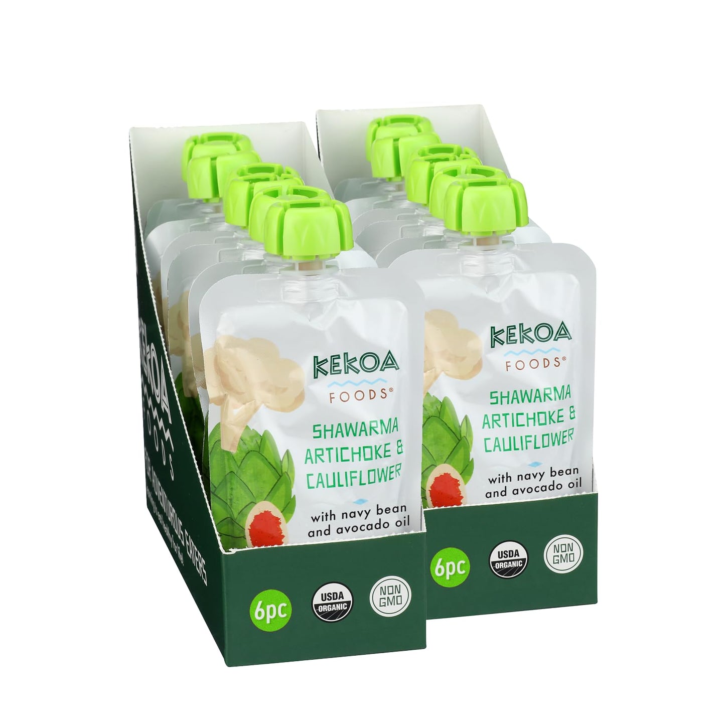 Kekoa Foods Shawarma, Artichoke & Cauliflower Baby Food Pur  e | 100% USDA Certified-Organic Vegetarian Squeeze Pouch | Organic,
